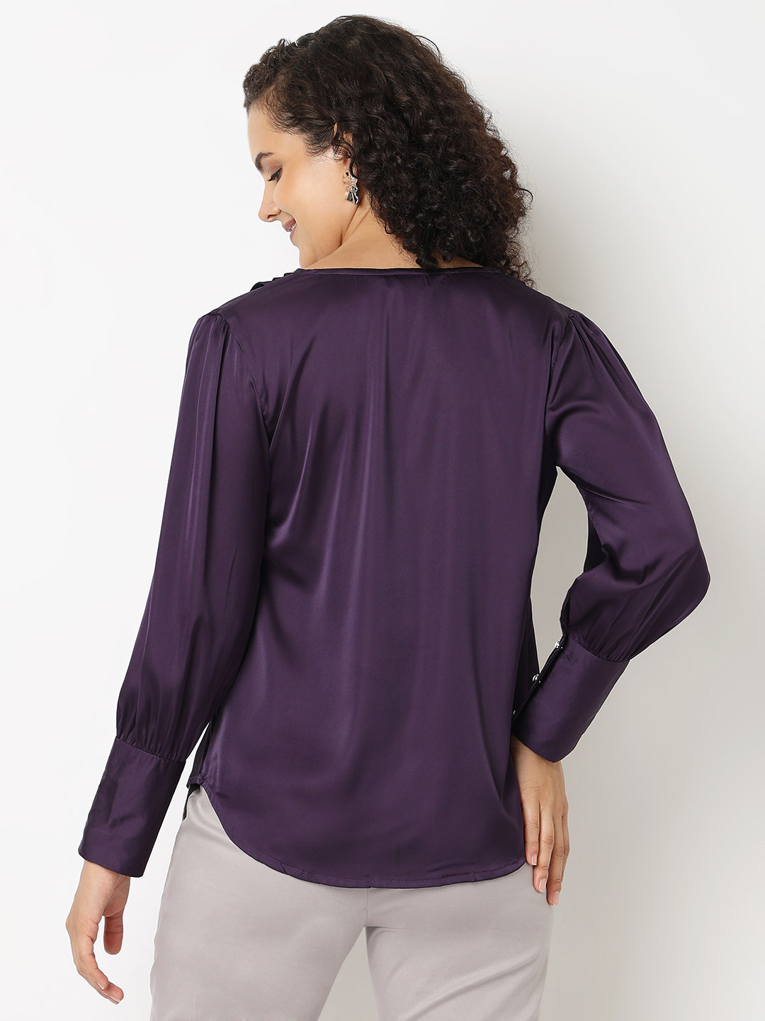 Solid Purple Cuff Top