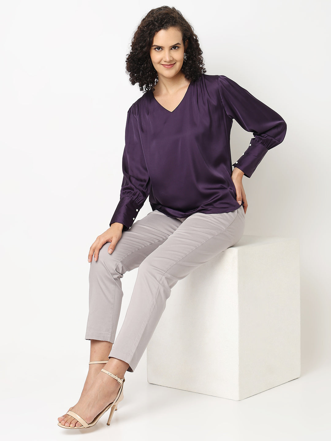 Solid Purple Cuff Top