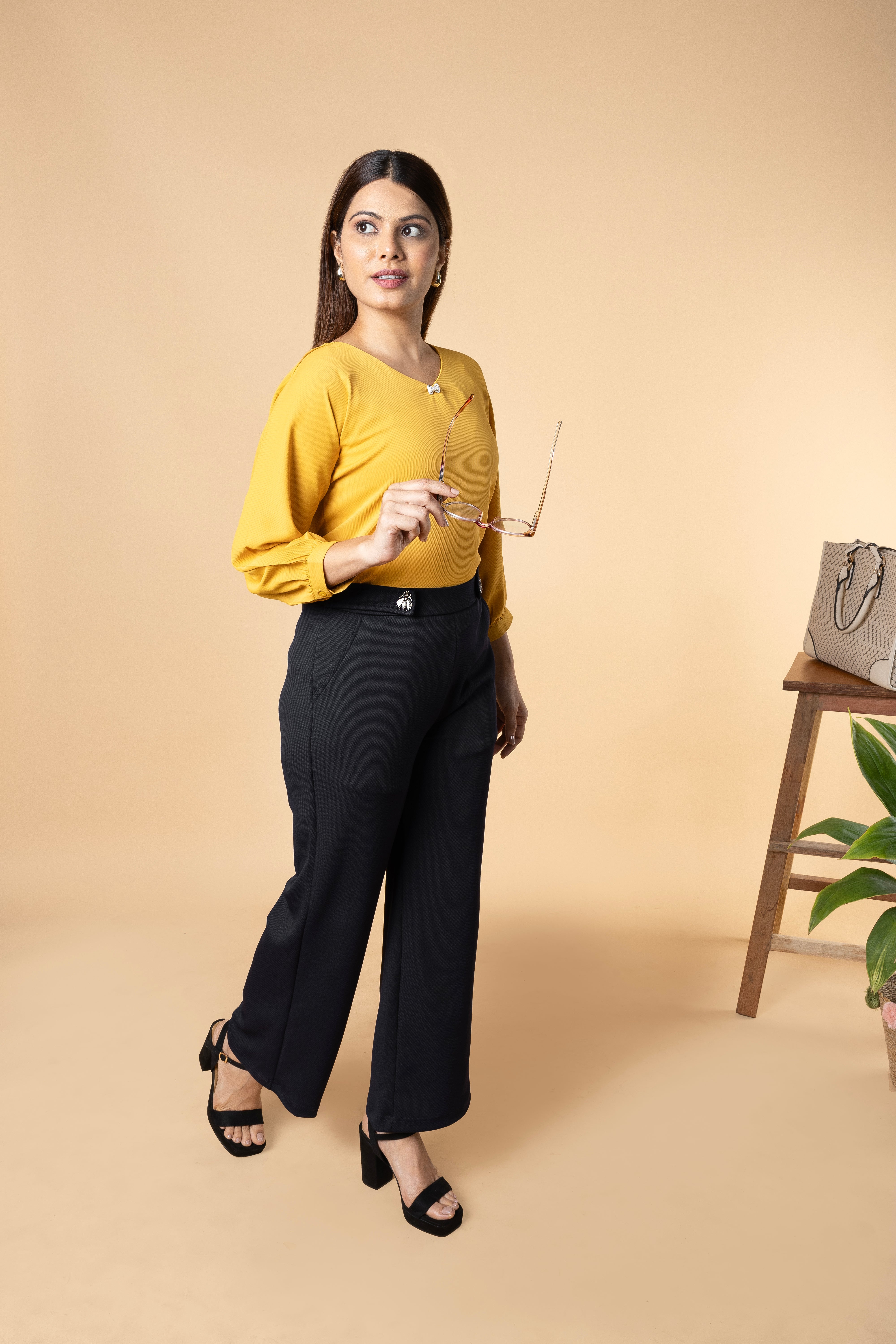 Belt Looped High Rise Parallel Trouser