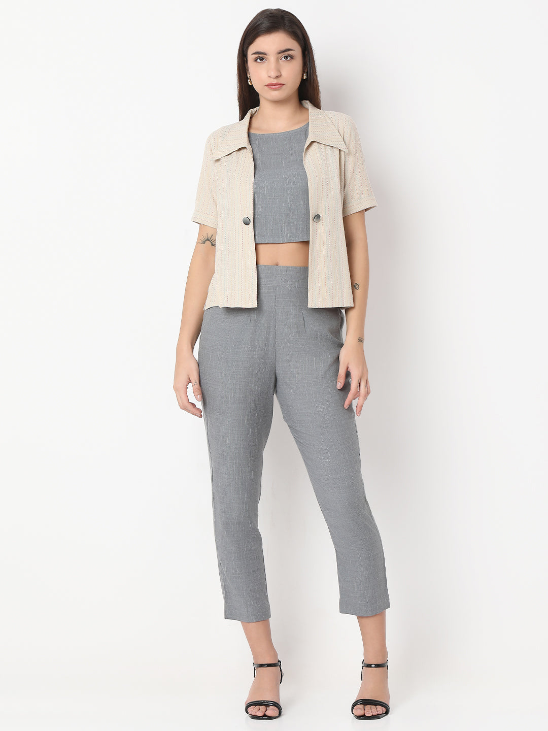 Three-Piece Co-Ord set with Katha detailed
