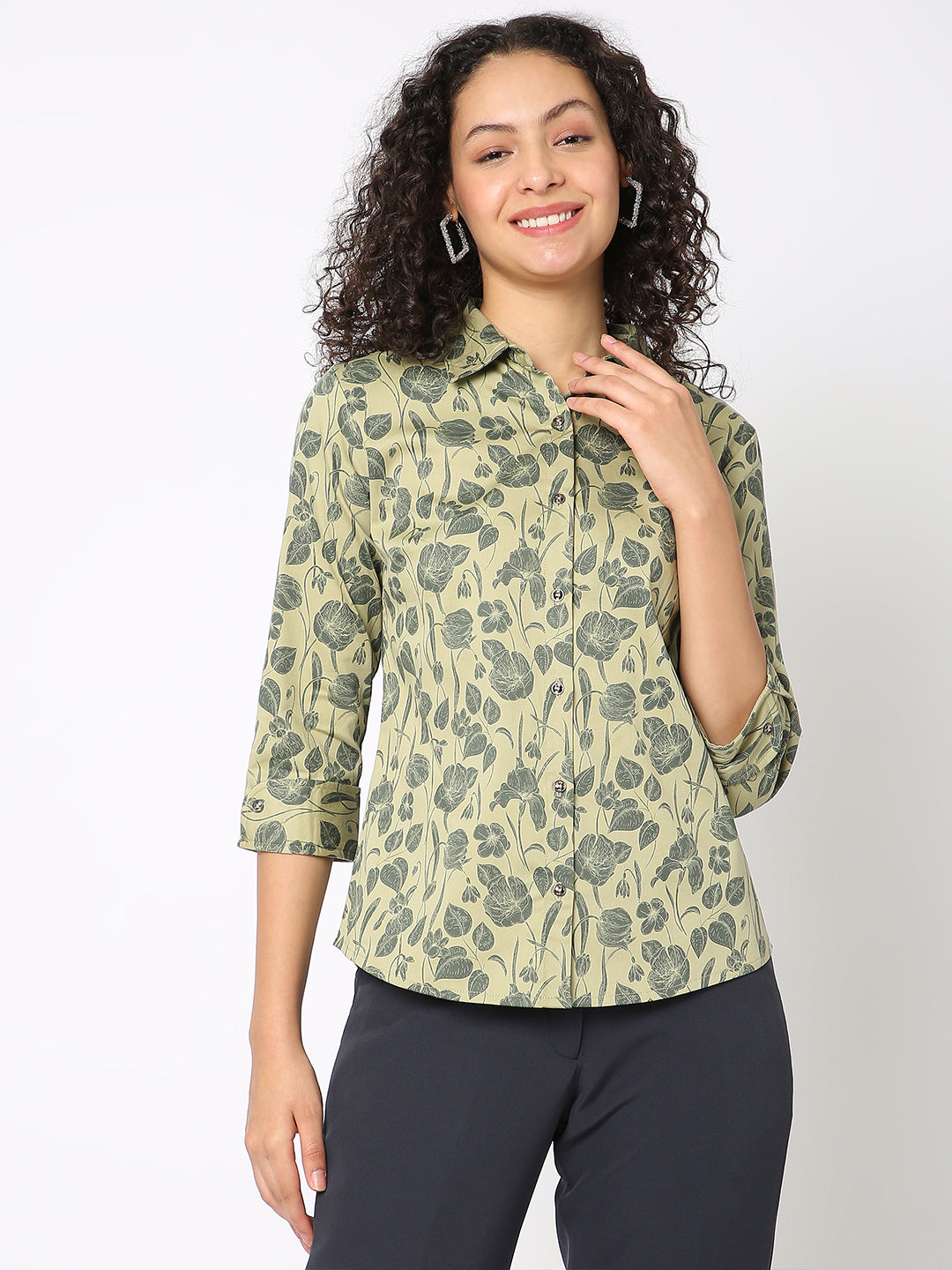 Floral Olive Comfort Shirt