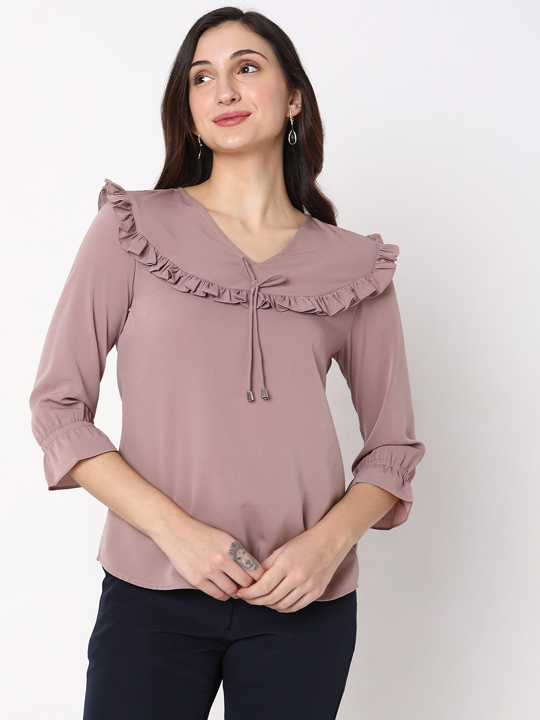 Mauve Solid Top with Tie up