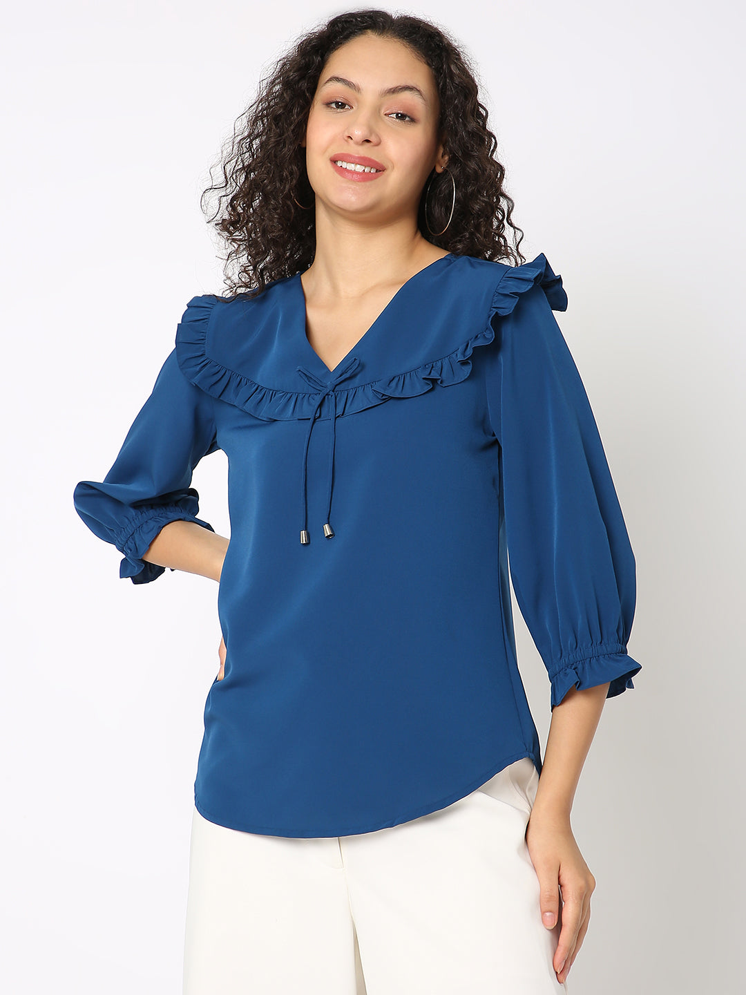 Navy Solid Top with Tie up