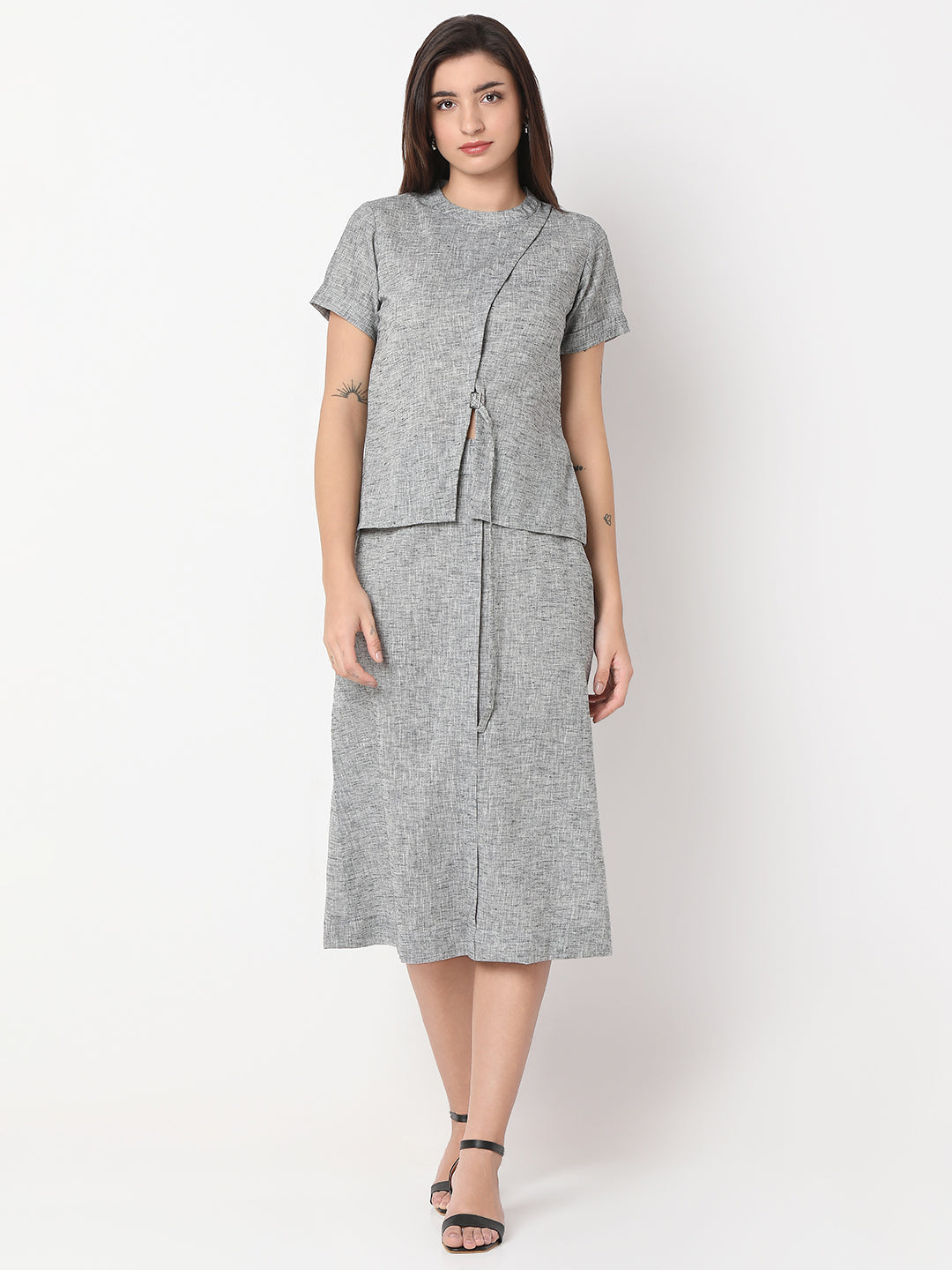Khadi Co-Ord set with Overlap details