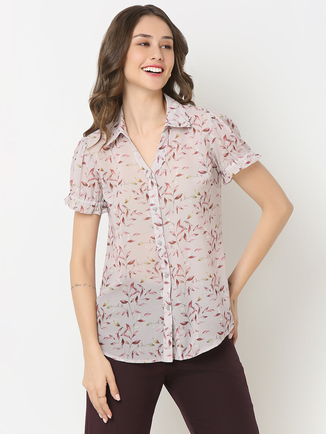 Peach Puff Sleeve Shirt