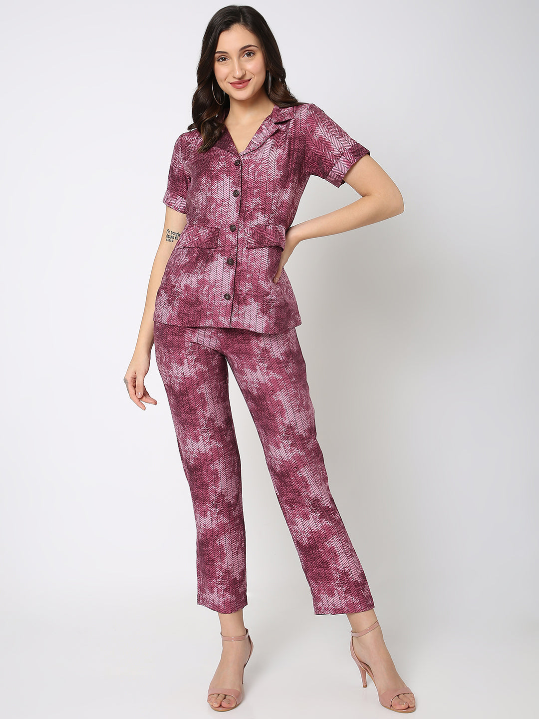 Maroon Shirt Co-Ord Set
