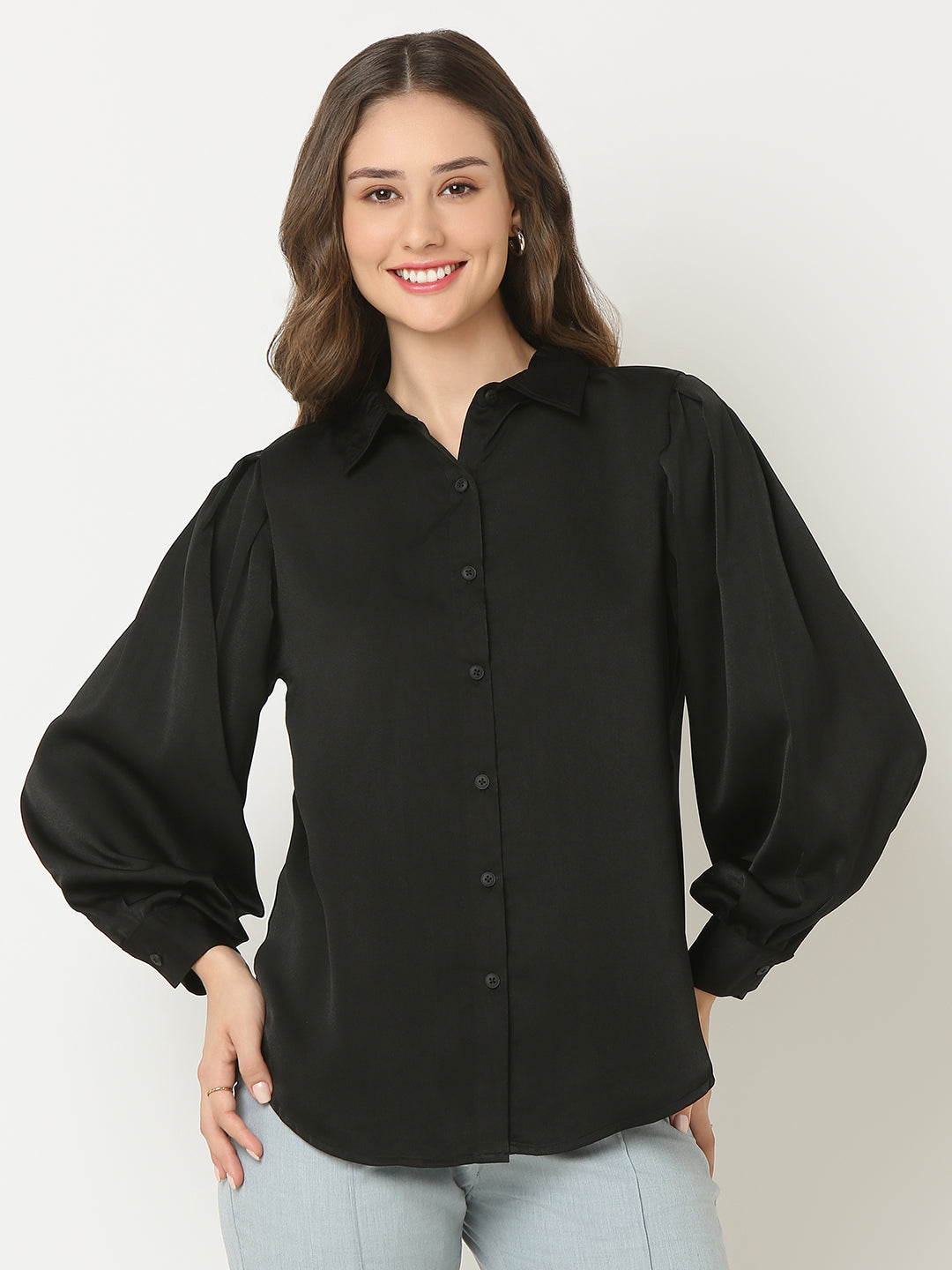 Black Puff Sleeve Shirt