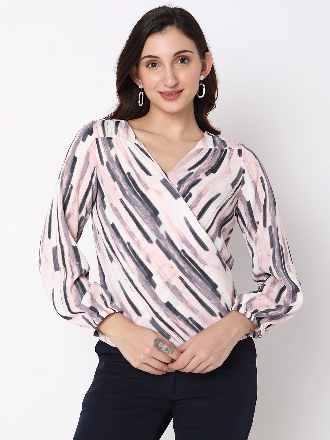 Pink Criss Cross Printed Top