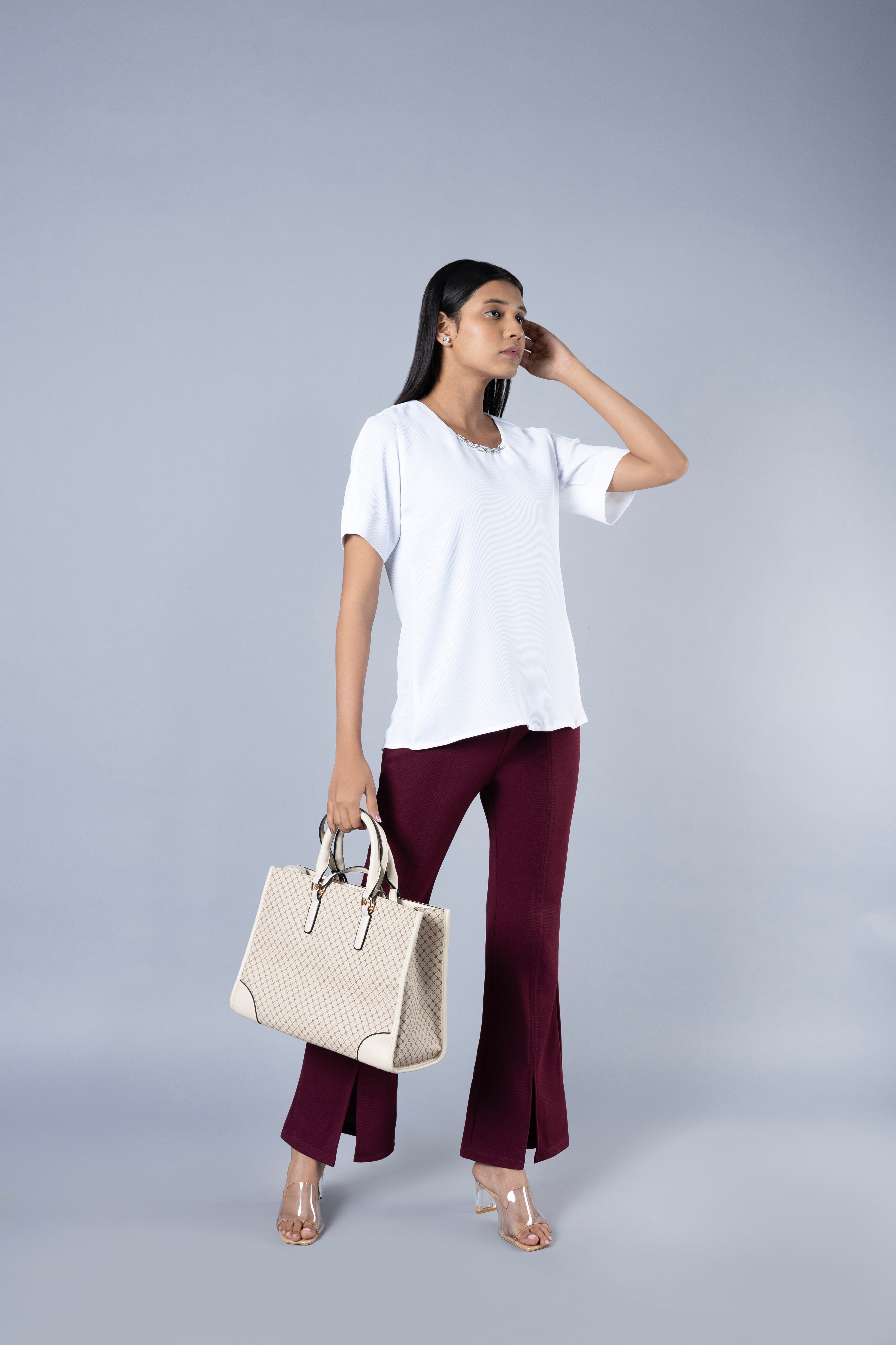 Top with detail overlap sleeve