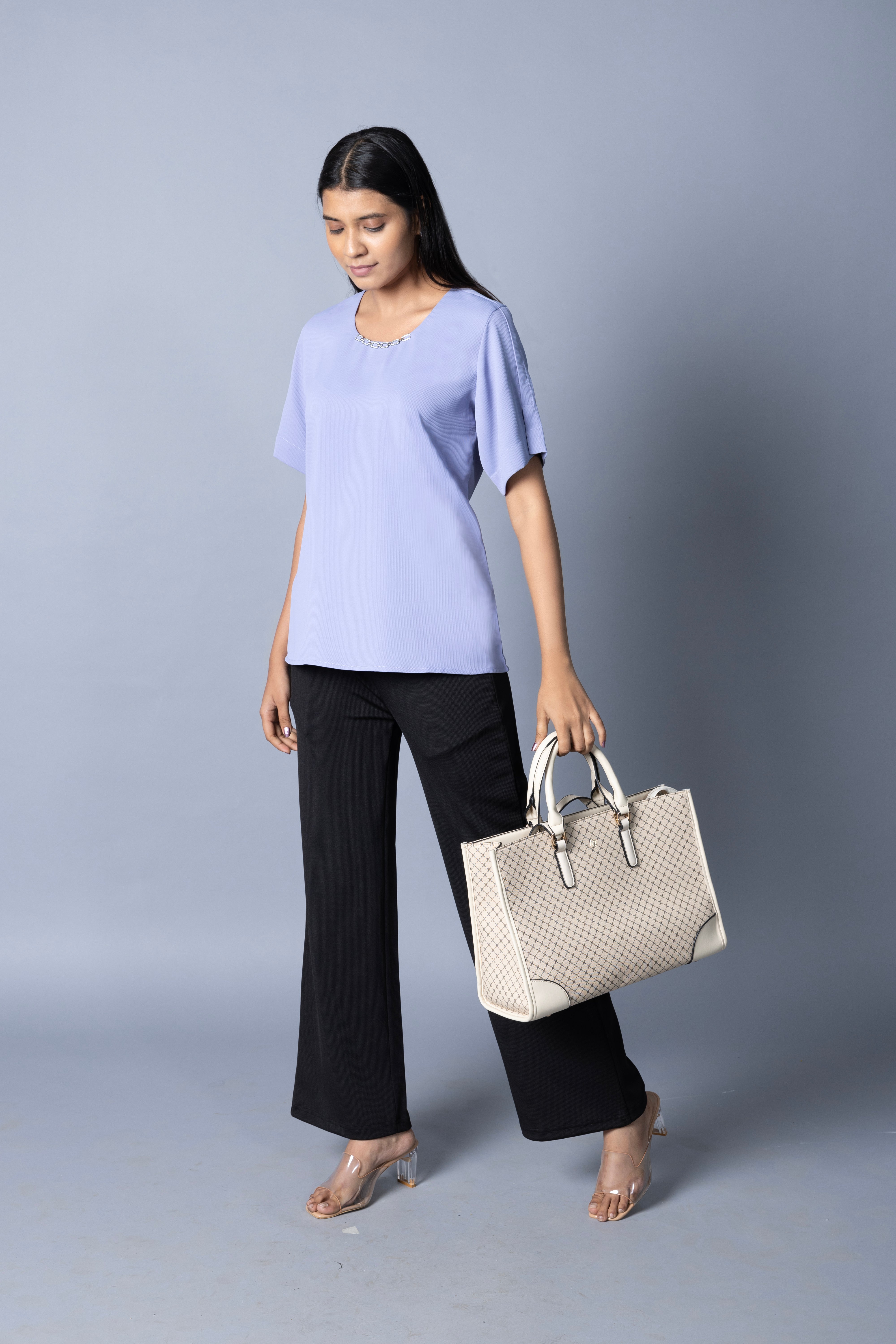Top with detail overlap sleeve