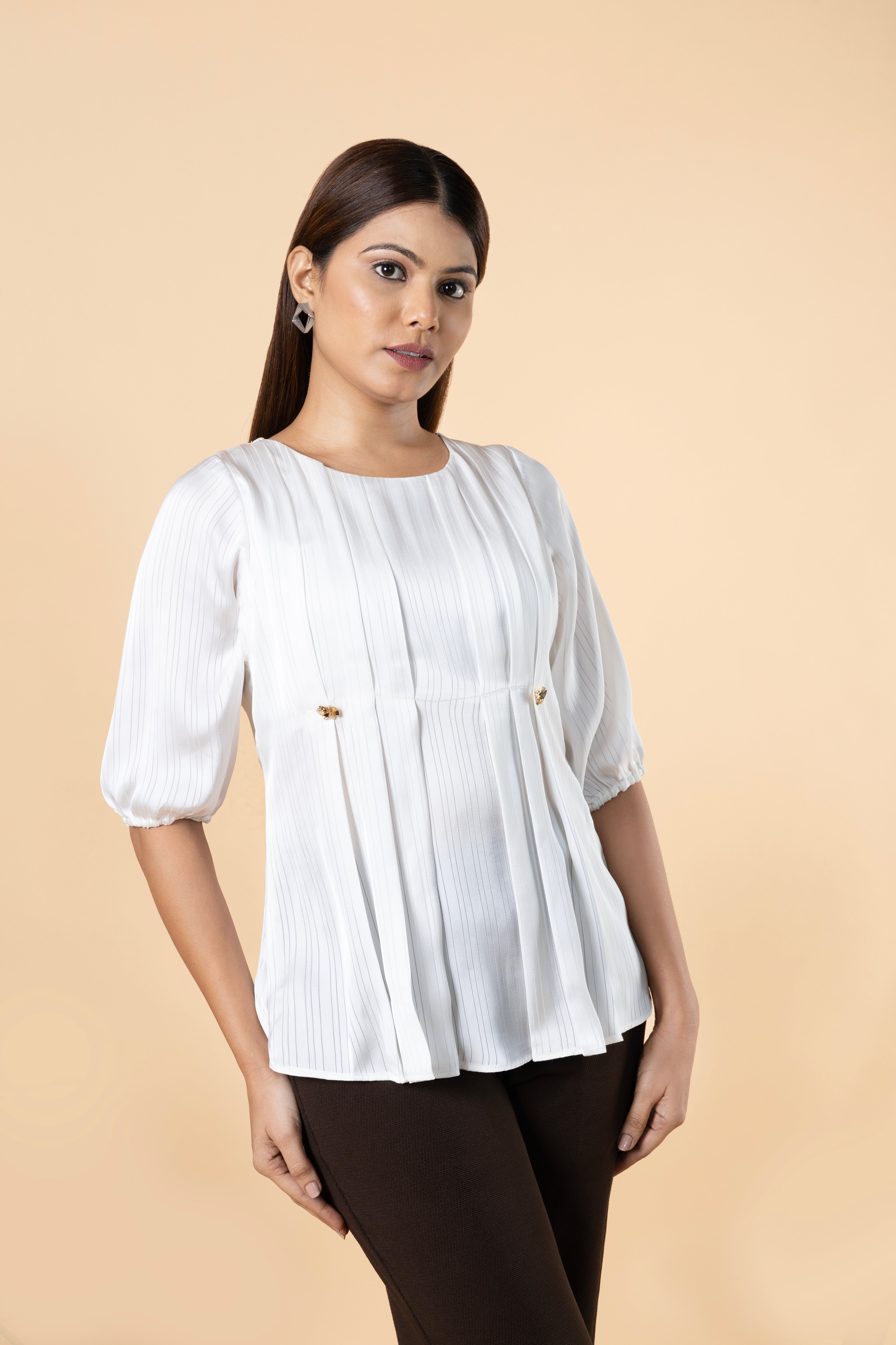Women Pleat Detailed Comfort Top