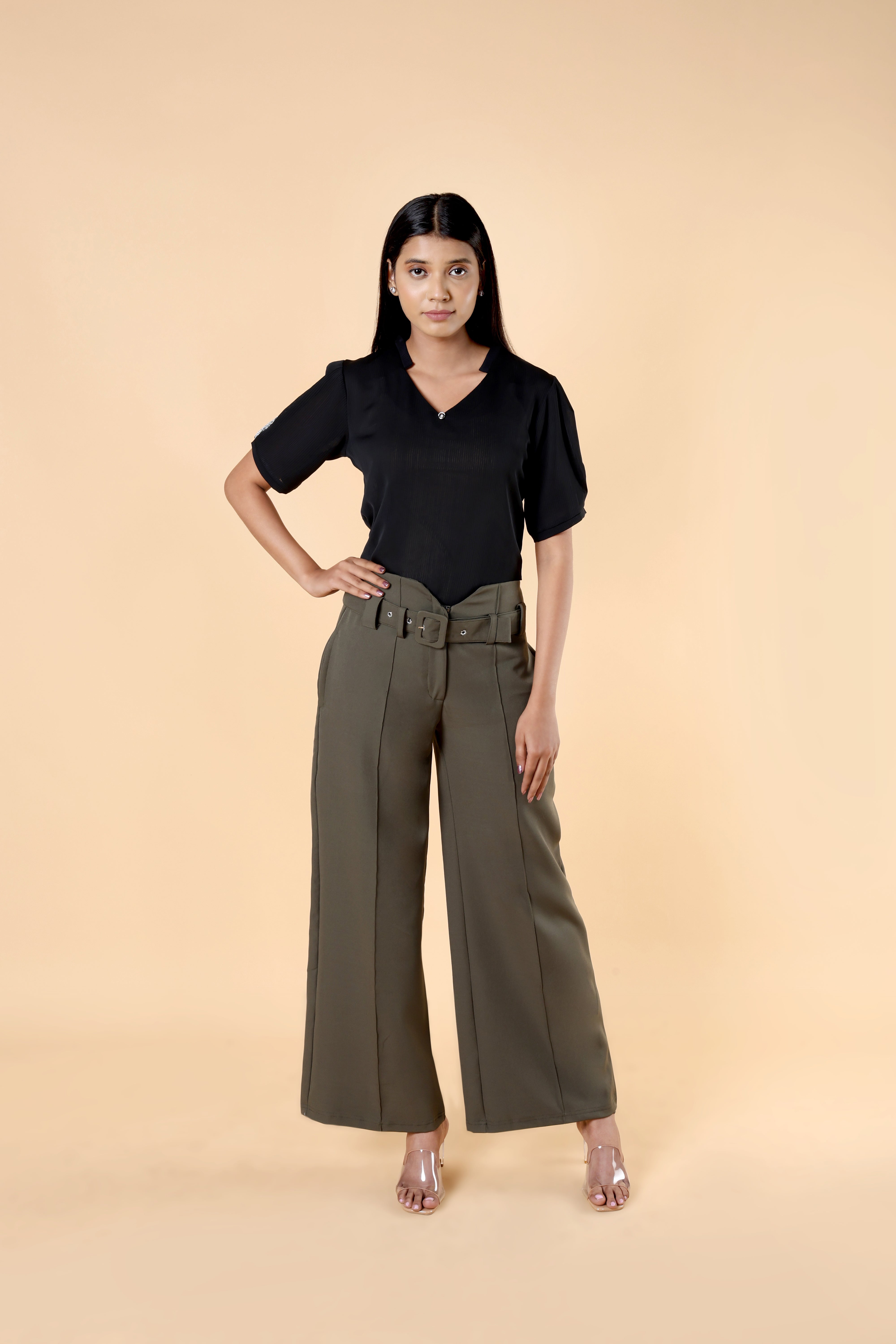 High Rise Wide Trouser With Belt