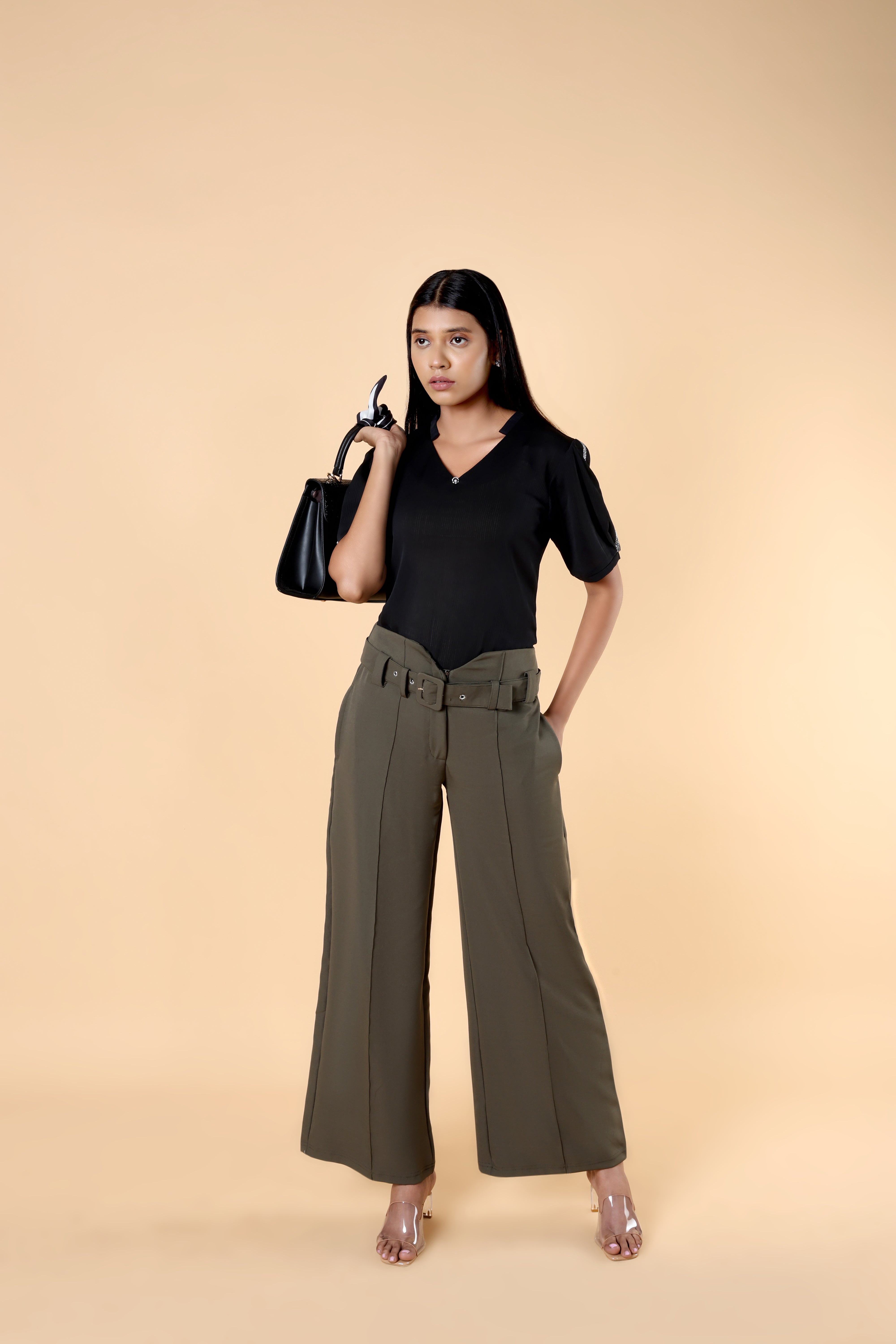 High Rise Wide Trouser With Belt