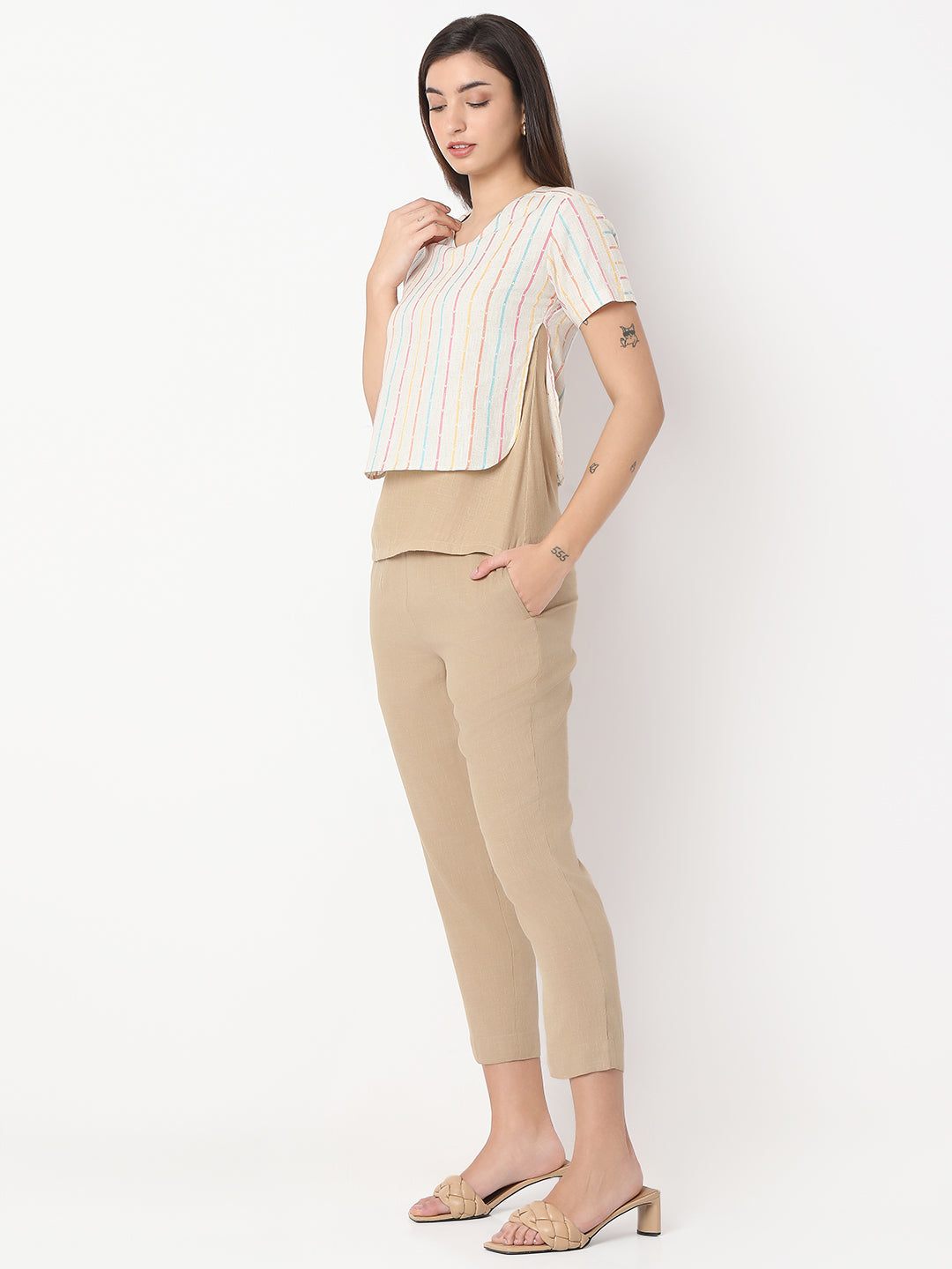 Two-Piece Co-Ord Set with katha Print