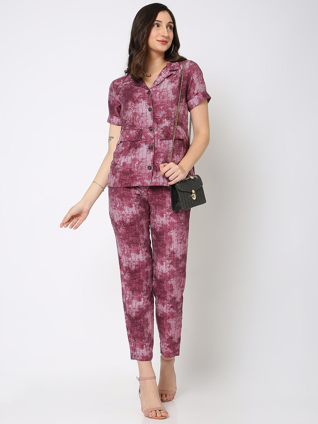 Maroon Shirt Co-Ord Set
