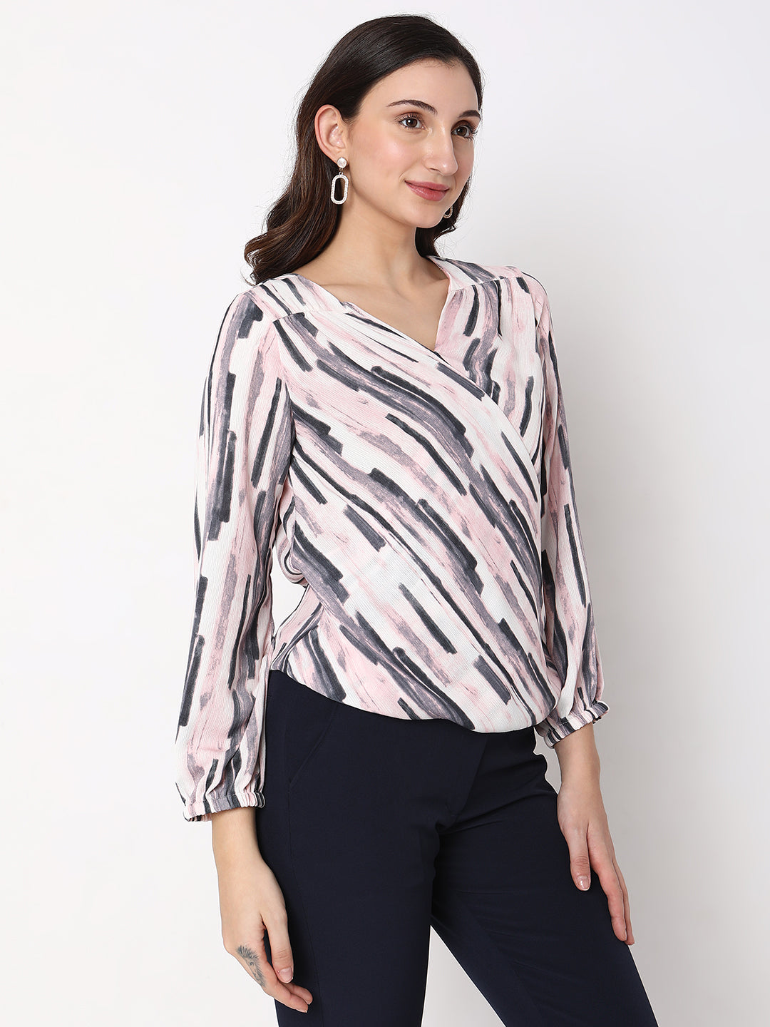 Pink Criss Cross Printed Top