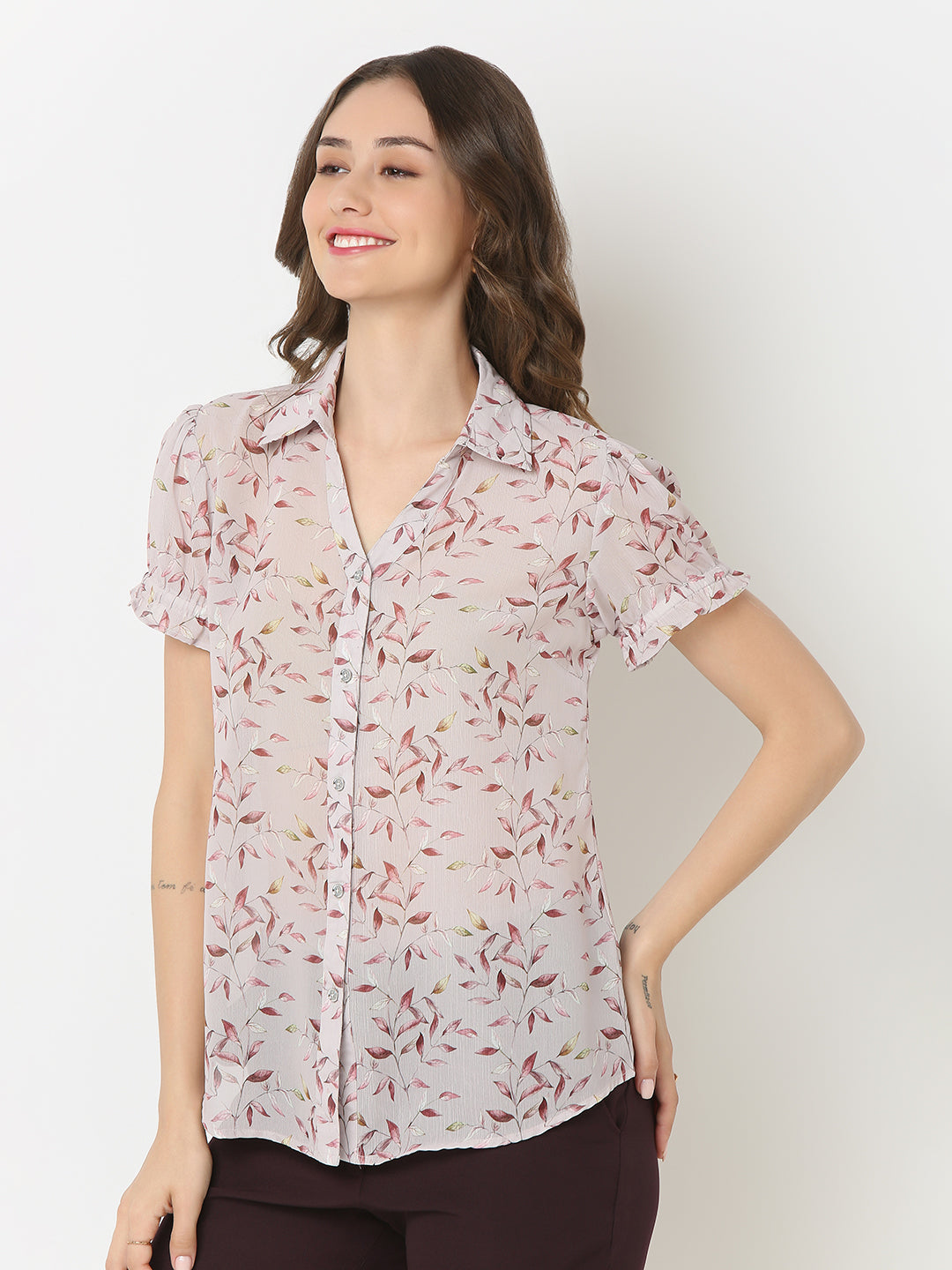 Peach Puff Sleeve Shirt