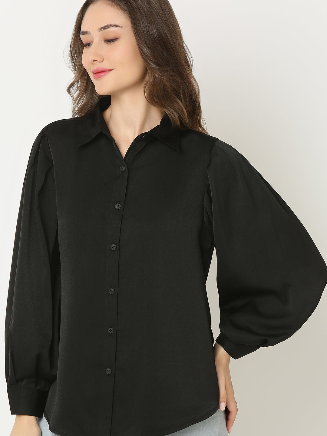 Black Puff Sleeve Shirt