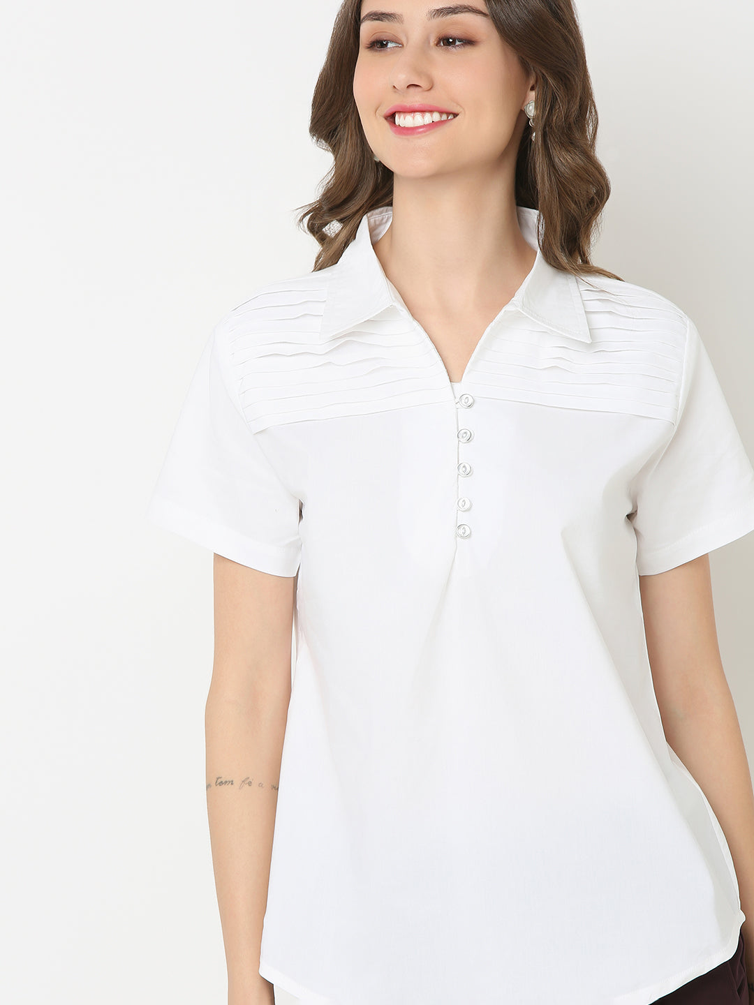 Solid White Top with Collar