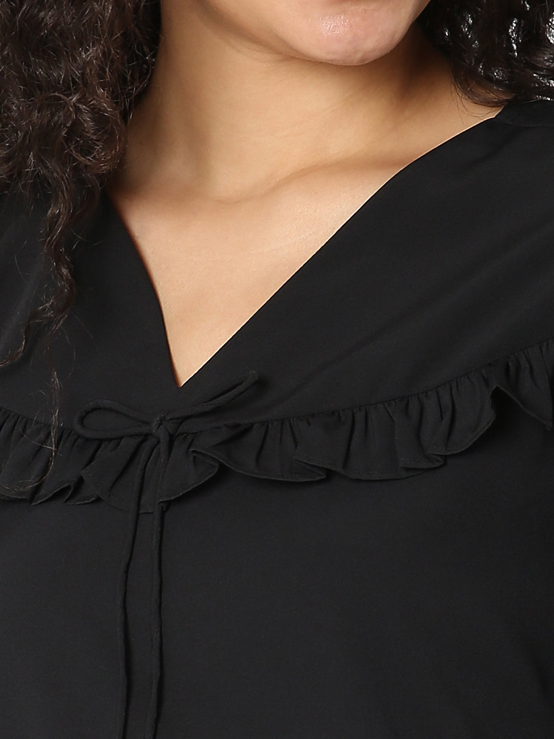 Black Solid Top with Tie up
