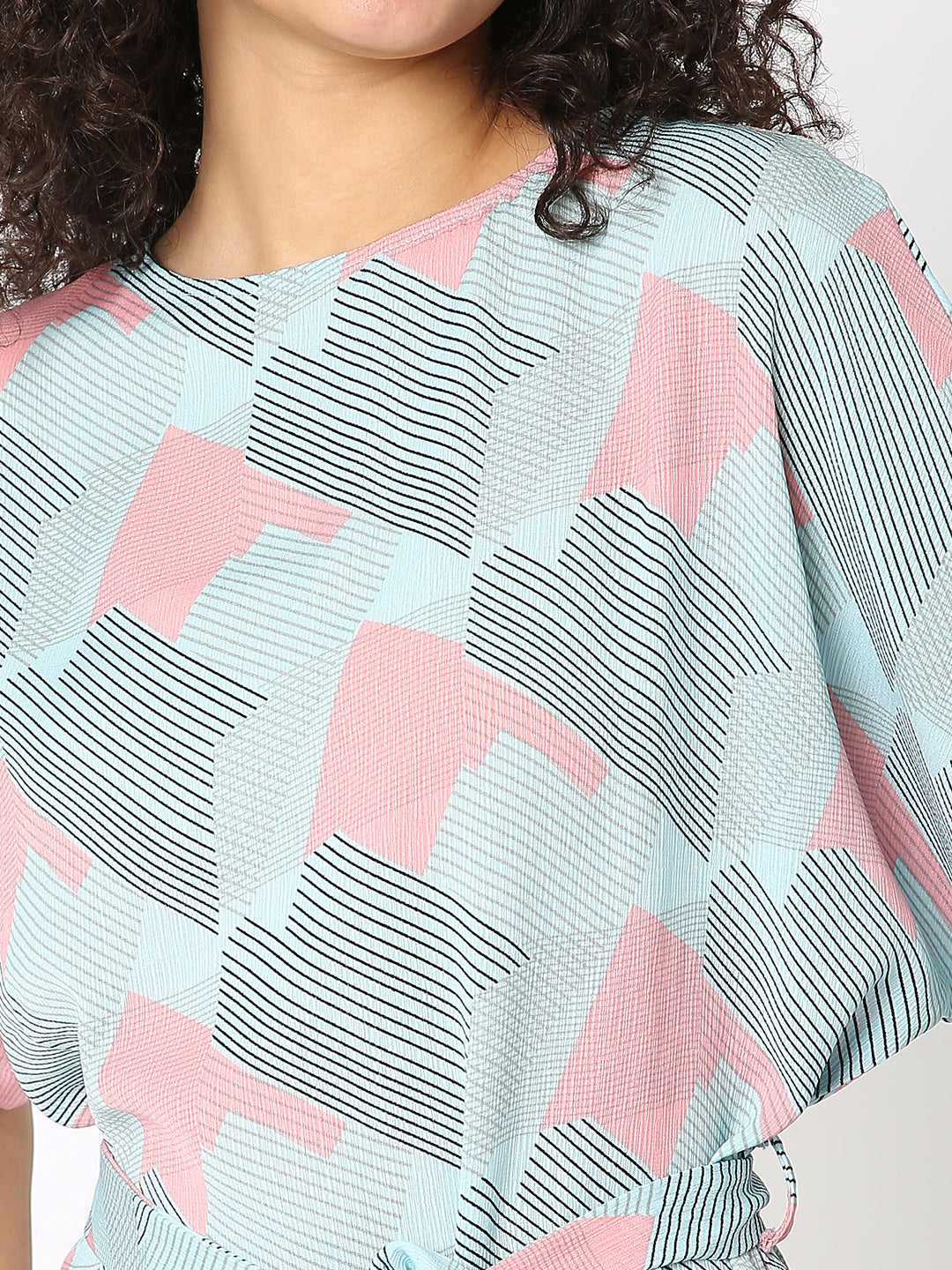 Aqua Printed Co-Ord set with Tie up detailing