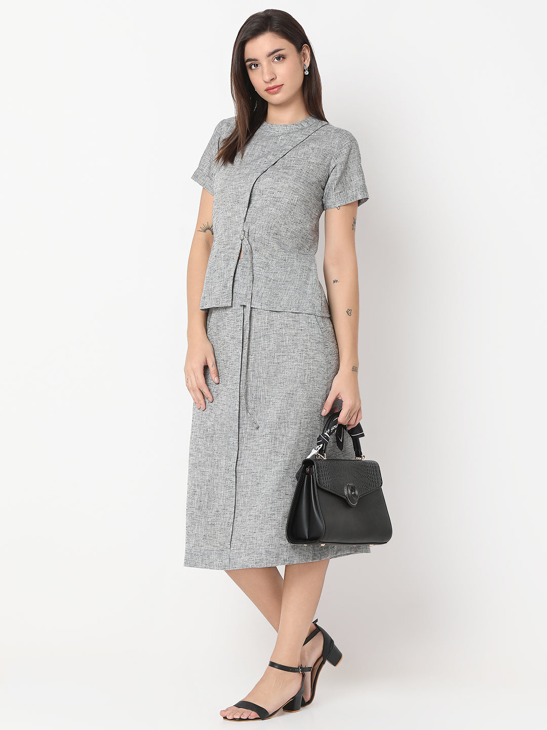 Khadi Co-Ord set with Overlap details