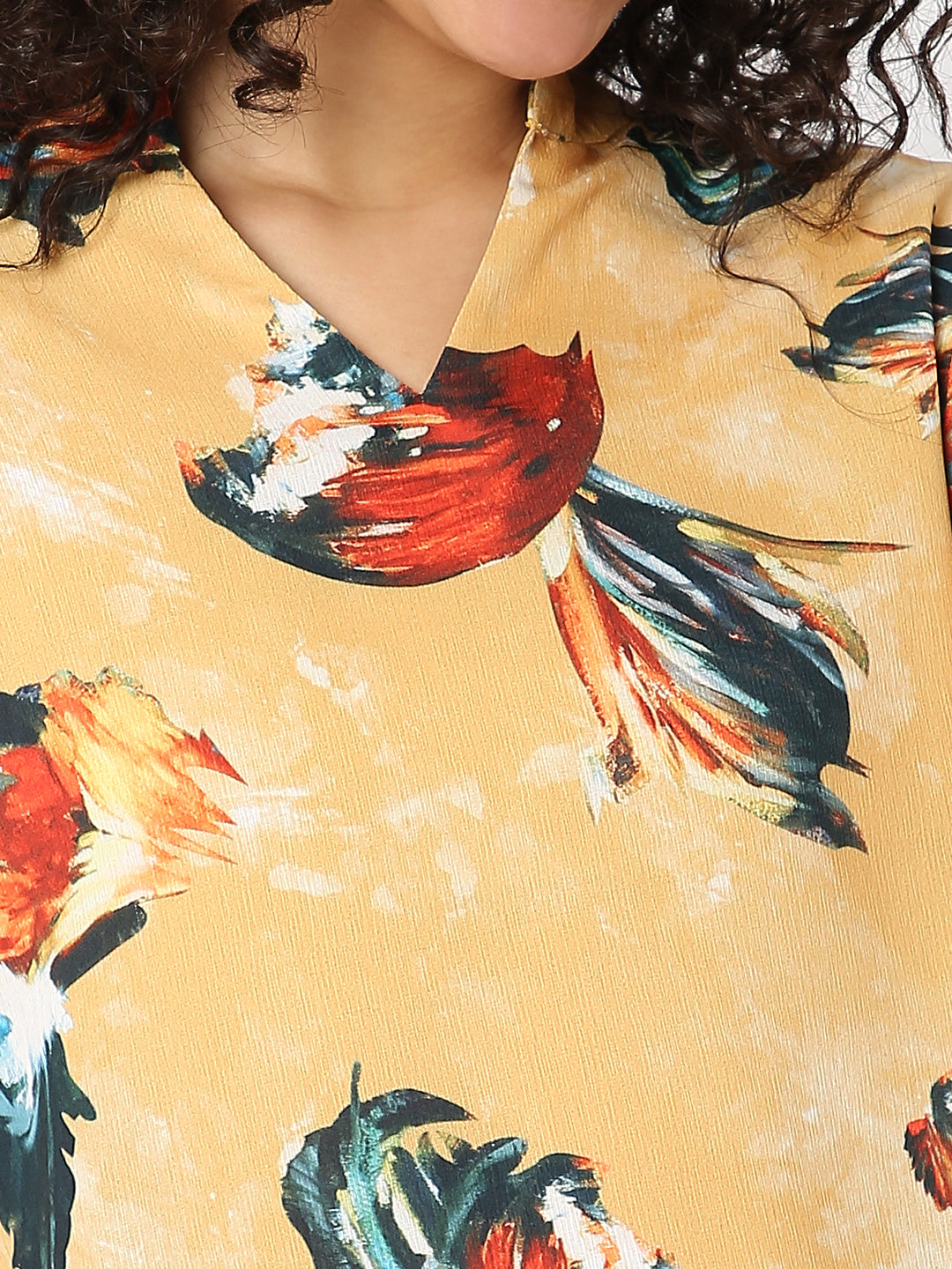 Yellow Floral Print Full Sleeve Top