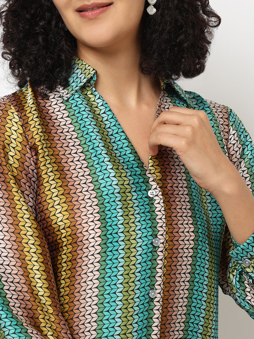 Green Satin Stripe Shirt