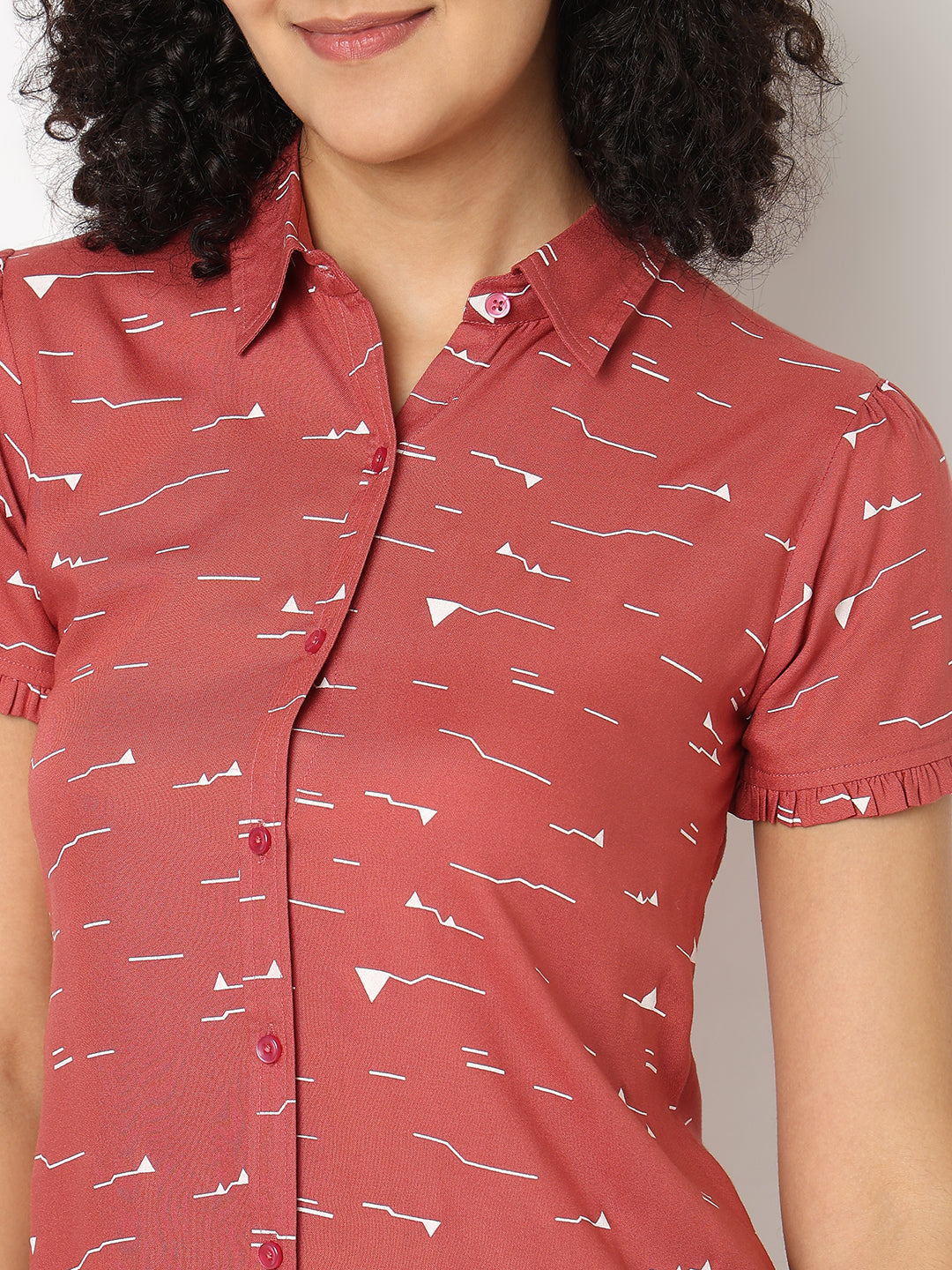 Peach Ruffle Sleeve Shirt