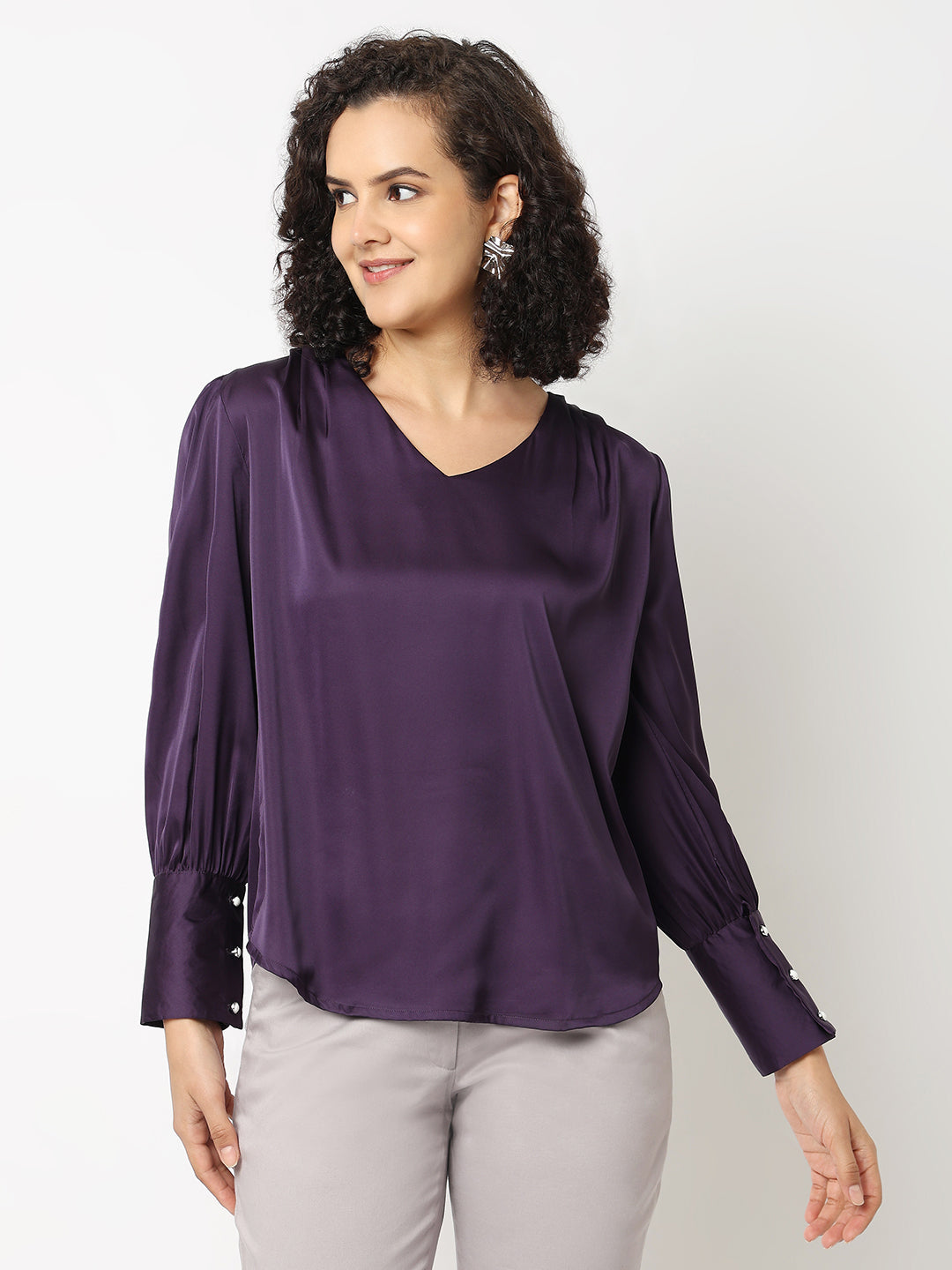 Solid Purple Cuff Top