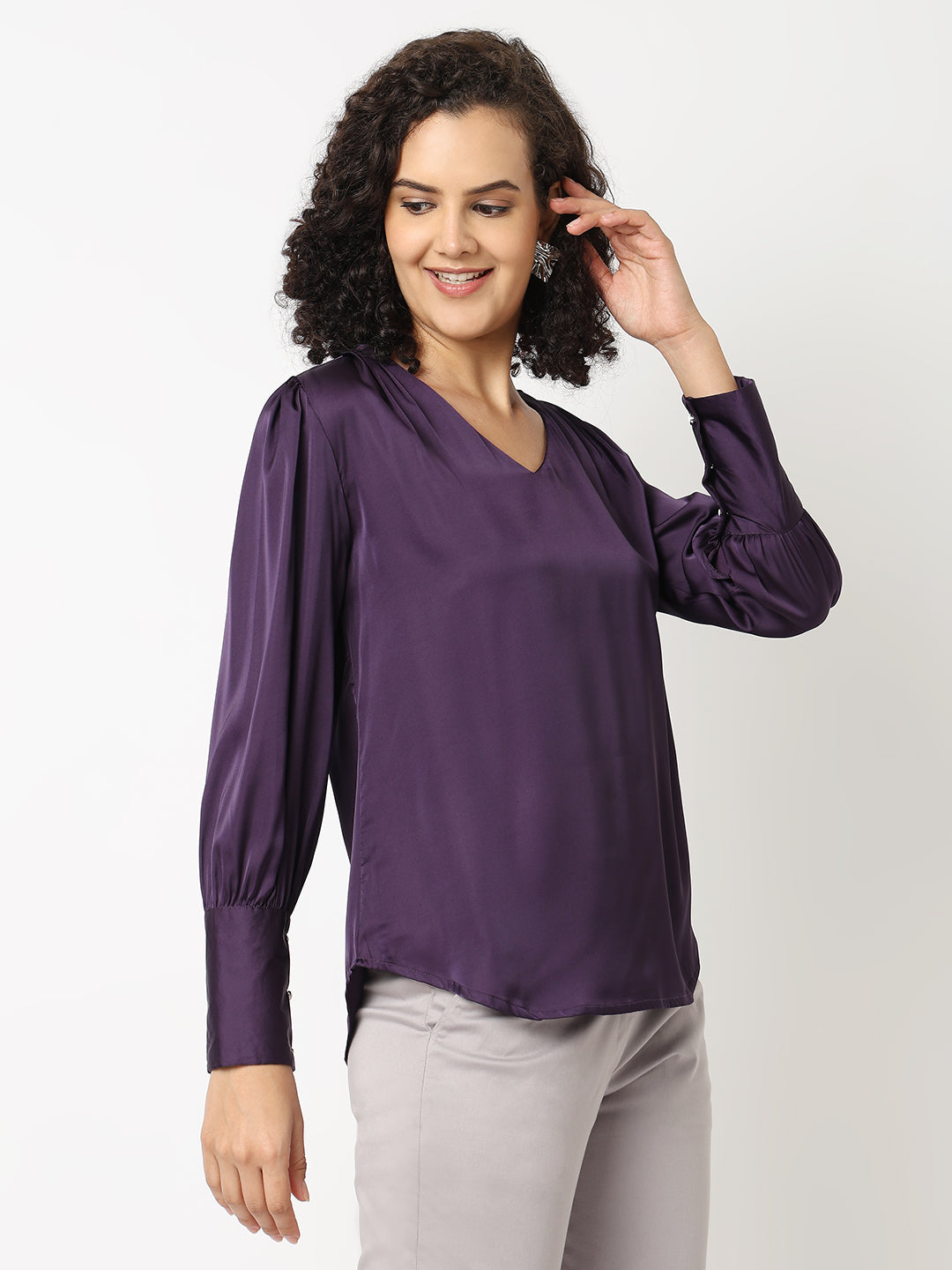 Solid Purple Cuff Top