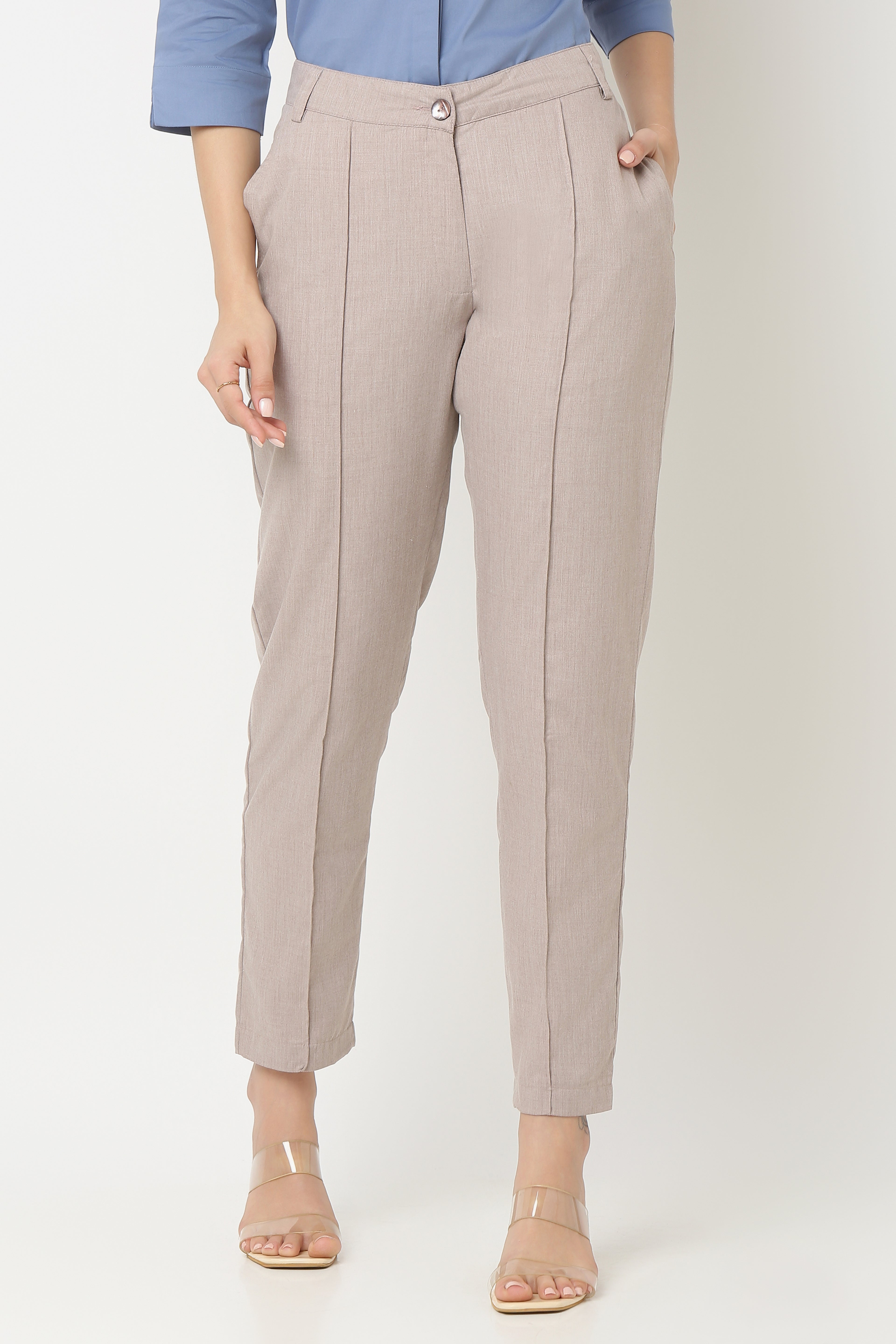 Fawn Front Pleat Trouser
